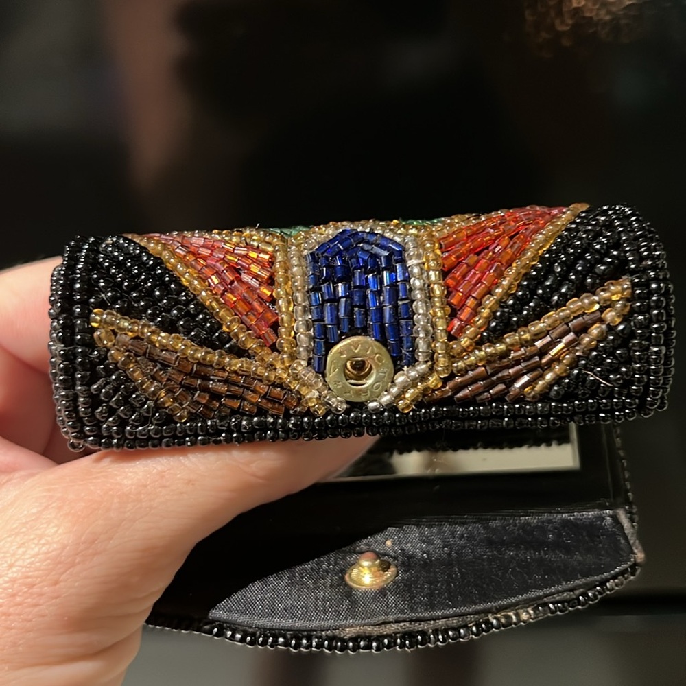 Vintage peacock fully beaded lipstick holder Victory multi color pride - Picture 4 of 6